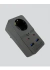 Mey İthalat® Isıya Dayanıklı PC Gövdeli Akım Korumalı Priz 4 USB