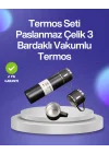 Mey İthalat® Isıyı Uzun Süre Koruyan 500 ml Termos Seti | Çelik Gövde, 2 Bardaklı, Hediye Kutulu