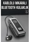 Mey İthalat® Kablolu Bluetooth Kulaklık Kulak İçi Stereo Mikrofonlu Dijital Göstergeli