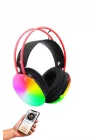 Mey İthalat® Kablosuz Bluetooth Kulaklık RGB Işıklı Kulak Üstü 5.3 Bluetooth Bağlantılı