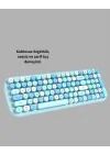 Mey İthalat® Kablosuz Retro Klavye ve Mouse Seti – 104 Tuşlu Sevimli Tasarım