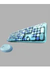 Mey İthalat® Kablosuz Retro Klavye ve Mouse Seti – 104 Tuşlu Sevimli Tasarım