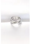 Mey İthalat® Kalın Silver Renk Ayarlanabilir Yüzük