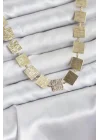 Mey İthalat® Kare Plaka Model Gold Renk Kadın Kolye