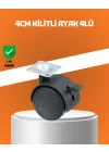 Mey İthalat® Kilitli Mini Tekerlek Ayak 4 cm 4’lü Set