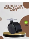 Mey İthalat® Kilitli Mobilya Ayağı 6 cm 4’lü Set Zemin Korumalı