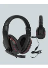 Mey İthalat® Kırmızı Gaming Headset Mikrofonlu Sağlam Kablolu Konforlu