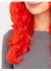 Mey İthalat® Kırmızı Renk Uzun Dalgalı Parti Peruğu