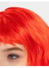 Mey İthalat® Kırmızı Renk Uzun Dalgalı Parti Peruğu