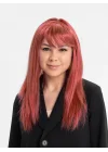 Mey İthalat® Kızıl Renk Düz Kesim Uzun Parti Peruğu Takma Saç