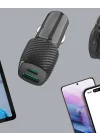 Mey İthalat® Kompakt Tasarımlı Type-C + USB Girişli Araç Şarj Başlığı