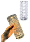 Mey İthalat® Kristal Lamba Masa Lambası Şarjlı Masa Lambası Dokunmatik Sensör Usb Şarjlı