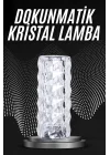 Mey İthalat® Kristal Lamba Masa Lambası Şarjlı Masa Lambası Dokunmatik Sensör Usb Şarjlı