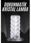 Mey İthalat® Kristal Lamba Masa Lambası Şarjlı Masa Lambası Dokunmatik Sensör Usb Şarjlı
