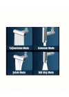 Mey İthalat® Krom Musluk Başlığı | 4ü 1 Arada Su Çıkışı | Kolay Montajlı