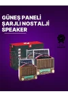 Mey İthalat® KTF-1428 Güneş Paneli Şarjlı Nostaljik Bluetooth Hoparlör – FM/AM/SW Radyo, USB/SD Desteği, Taşınabilir Tasarım