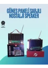 Mey İthalat® KTF-1428 Nostaljik Solar Enerjili Bluetooth Speaker – Radyo, SD/USB MP3 Çalar, Güçlü Taşınabilir Hoparlör