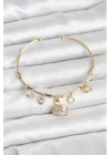 Mey İthalat® Kuğu Charmlı Gold Renk Kadın Bileklik