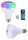 Mey İthalat® Kumandalı RGB Led Işık Bluetooth Hoparlör Ses Lambası Renkli Ampul