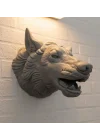 Mey İthalat® Kurt Başı Duvar Aksesuarı Gri Renk Asılabilir Hediyelik Figür