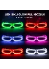 Mey İthalat® LED Işıklı Glow Pilli Parti Gözlüğü - Efektli 6 Adet 5 Renk
