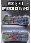 Mey İthalat® Led Işıklı  Klavye Usb Girişli RGB Işıklı Q Klavye Mouse Hediyeli