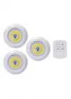 Mey İthalat® Led Lamba 3lü Uzaktan Kumandalı Yapışkanlı