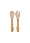 Mey İthalat®   Mama Kaşığı ve Çatal Seti Bubble Beige