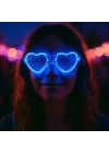 Mey İthalat® Mavi LED Işıklı Kalp Gözlük – 3 Modlu Parti
