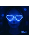 Mey İthalat® Mavi LED Işıklı Kalp Gözlük – 3 Modlu Parti