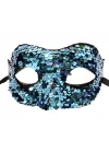 Mey İthalat® Mavi Renk Payetli Pullu Parti Maskesi Balo Venedik