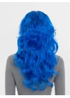 Mey İthalat® Mavi Renk Uzun Dalgalı Parti Peruğu