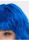 Mey İthalat® Mavi Renk Uzun Dalgalı Parti Peruğu