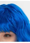 Mey İthalat® Mavi Renk Uzun Dalgalı Parti Peruğu