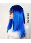 Mey İthalat® Mavi Renk Uzun Parti Peruğu