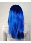Mey İthalat® Mavi Renk Uzun Parti Peruğu