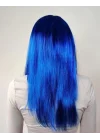 Mey İthalat® Mavi Renk Uzun Parti Peruğu