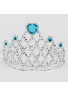 Mey İthalat® Mavi Kalpli Gümüş Renk Kraliçe Tacı PrensesTacı
