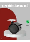 Mey İthalat® Mobilya İçin Kilitli 4 cm Tekerlek Ayak Seti