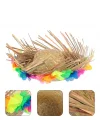 Mey İthalat® Naturel Renk Püsküllü Örme Hasır Hawaii Luau Aloha Şapka 13x36 cm