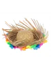 Mey İthalat® Naturel Renk Püsküllü Örme Hasır Hawaii Luau Aloha Şapka 13x36 cm