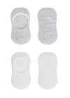 Mey İthalat®   2Li Penye Babet Silikonlu Basic Çorap 30104 Gri Beyaz