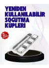 Mey İthalat® Paslanmaz Çelikten Üretilmiş Metal Buz Küpü Seti ve Buz Klipsi