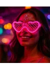 Mey İthalat® Pembe LED Işıklı Kalp Gözlük – 3 Modlu Parti