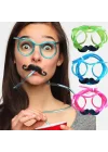 Mey İthalat® Pipetli Parti Gözlüğü - Çocuk ve Yetişkin Bıyıklı Pipet Gözlük Yeşil Renk 18x14 cm