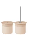Mey İthalat®   Ham+Hüp Pipetli Silikon Bardak Seti Bubble Beige / Powder Grey