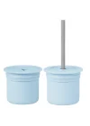 Mey İthalat®   Pipetli Silikon Bardak Seti Mineral Blue / Powder Grey
