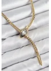 Mey İthalat® Pirinç Asansörlü Yılan Model Gold Renk Kadın Kolye