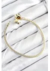 Mey İthalat® Pirinç Charm Zirkon Taşlı Yonca Model Gold Renk Kadın Bileklik