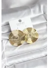 Mey İthalat® Pirinç Gold Renk Circle Model Kadın Küpe